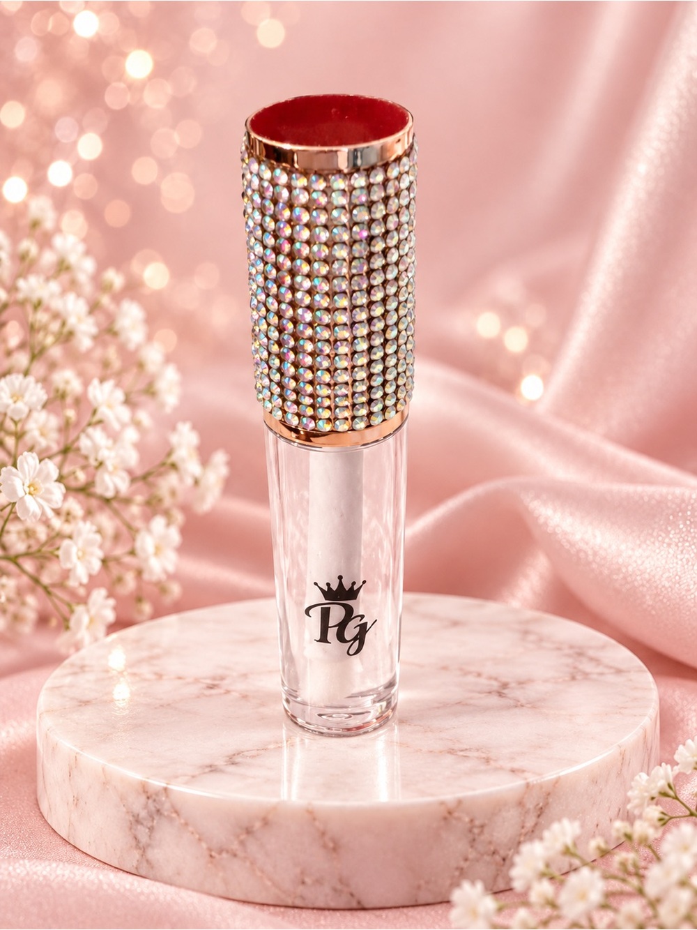 Crystal-Cap Clear Lip Gloss — Pink Accent